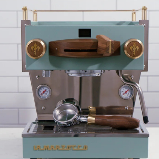 La Marzocco Linea Mini R - Soft Antique Green w Walnut & Brass